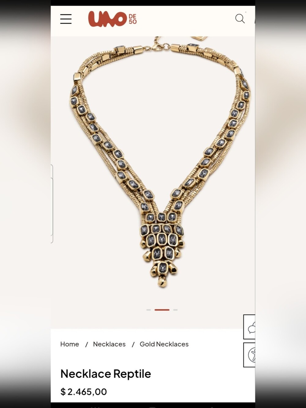 Gold-Tone Black Stone Statement Necklace